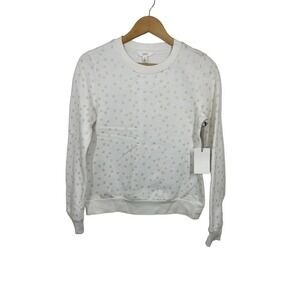 1901 Womens Crew Neck Sweatshirt Cotton Blend Star Print White Gold Size S NEW